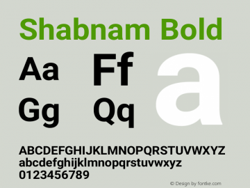 Shabnam Bold Version 5.00;January 21, 2021;FontCreator 13.0.0.2683 64-bit图片样张