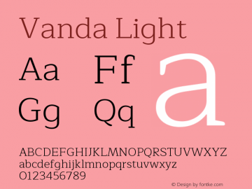 Vanda Light Version 1.00;September 10, 2021;FontCreator 13.0.0.2683 64-bit图片样张