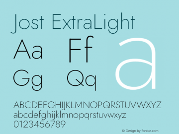 Jost ExtraLight Version 3.7图片样张