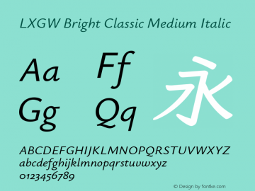 LXGW Bright Classic Medium Italic Version 0.914图片样张