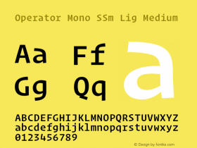 Operator Mono SSm Lig Medium Version 1.200图片样张