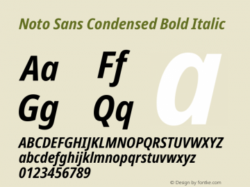 Noto Sans Condensed Bold Italic Version 2.008图片样张
