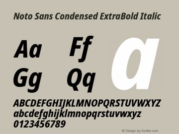 Noto Sans Condensed ExtraBold Italic Version 2.008图片样张