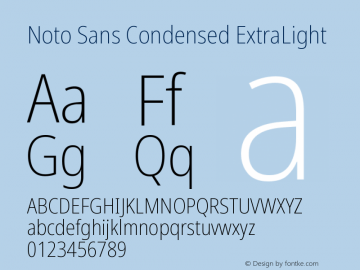 Noto Sans Condensed ExtraLight Version 2.008图片样张