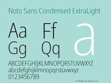 Noto Sans Condensed ExtraLight Version 2.008; ttfautohint (v1.8) -l 8 -r 50 -G 200 -x 14 -D latn -f none -a qsq -X 