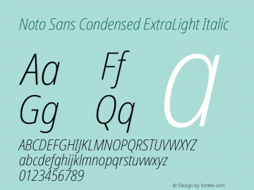Noto Sans Condensed ExtraLight Italic Version 2.008图片样张