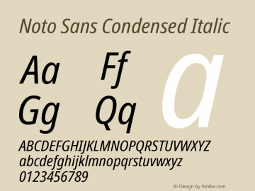 Noto Sans Condensed Italic Version 2.008图片样张