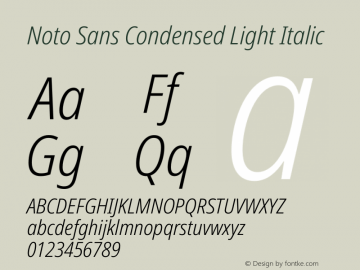Noto Sans Condensed Light Italic Version 2.008图片样张