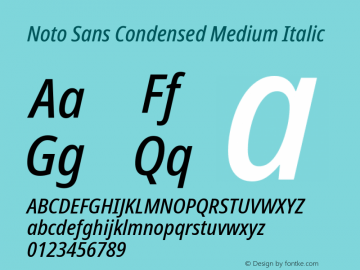 Noto Sans Condensed Medium Italic Version 2.008图片样张