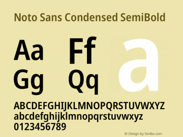 Noto Sans Condensed SemiBold Version 2.008图片样张