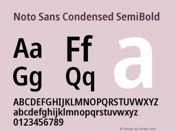Noto Sans Condensed SemiBold Version 2.008图片样张