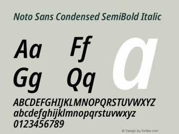 Noto Sans Condensed SemiBold Italic Version 2.008图片样张
