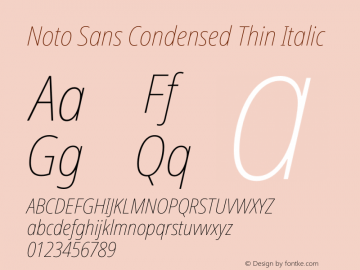 Noto Sans Condensed Thin Italic Version 2.008图片样张