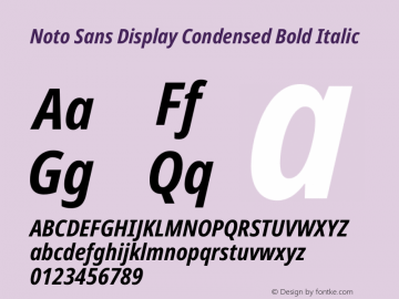 Noto Sans Display Condensed Bold Italic Version 2.007图片样张