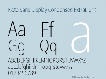 Noto Sans Display Condensed ExtraLight Version 2.007; ttfautohint (v1.8) -l 8 -r 50 -G 200 -x 14 -D latn -f none -a qsq -X 