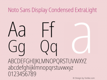 Noto Sans Display Condensed ExtraLight Version 2.008; ttfautohint (v1.8) -l 8 -r 50 -G 200 -x 14 -D latn -f none -a qsq -X 
