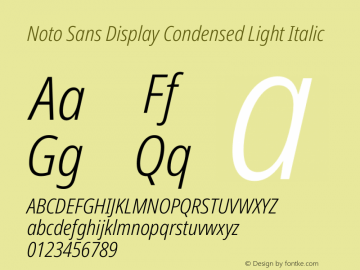 Noto Sans Display Condensed Light Italic Version 2.007图片样张