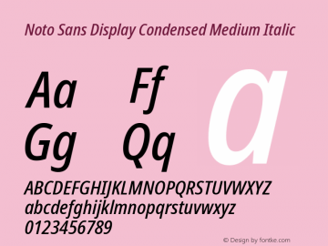 Noto Sans Display Condensed Medium Italic Version 2.007图片样张