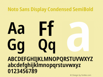 Noto Sans Display Condensed SemiBold Version 2.007图片样张