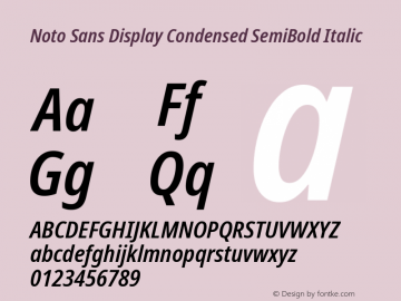 Noto Sans Display Condensed SemiBold Italic Version 2.008图片样张