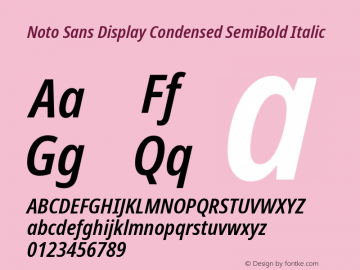 Noto Sans Display Condensed SemiBold Italic Version 2.007图片样张