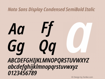 Noto Sans Display Condensed SemiBold Italic Version 2.008图片样张