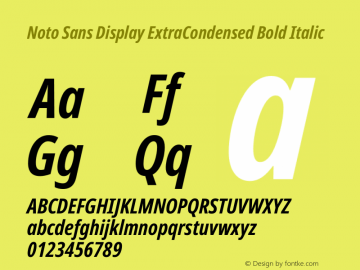 Noto Sans Display ExtraCondensed Bold Italic Version 2.007图片样张