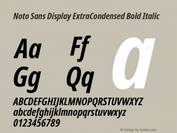 Noto Sans Display ExtraCondensed Bold Italic Version 2.007图片样张