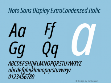 Noto Sans Display ExtraCondensed Italic Version 2.007图片样张