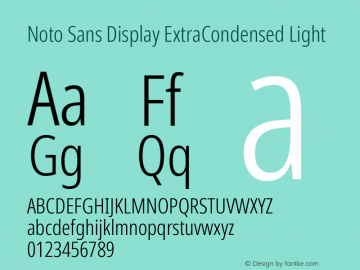 Noto Sans Display ExtraCondensed Light Version 2.007; ttfautohint (v1.8) -l 8 -r 50 -G 200 -x 14 -D latn -f none -a qsq -X 