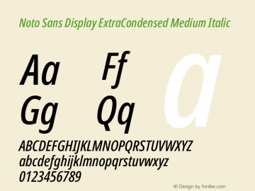 Noto Sans Display ExtraCondensed Medium Italic Version 2.008图片样张