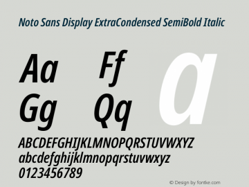 Noto Sans Display ExtraCondensed SemiBold Italic Version 2.007图片样张