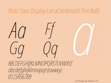 Noto Sans Display ExtraCondensed Thin Italic Version 2.007图片样张