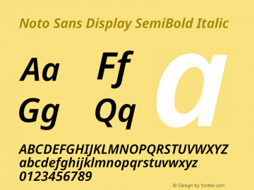 Noto Sans Display SemiBold Italic Version 2.007图片样张