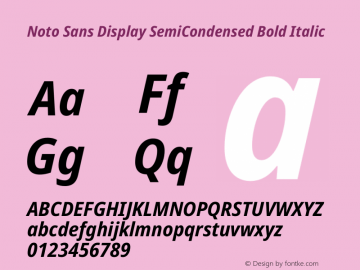 Noto Sans Display SemiCondensed Bold Italic Version 2.008图片样张