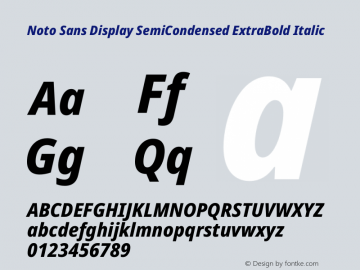 Noto Sans Display SemiCondensed ExtraBold Italic Version 2.007图片样张