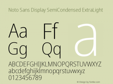 Noto Sans Display SemiCondensed ExtraLight Version 2.007图片样张