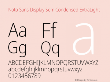 Noto Sans Display SemiCondensed ExtraLight Version 2.008图片样张
