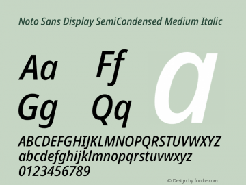 Noto Sans Display SemiCondensed Medium Italic Version 2.007图片样张