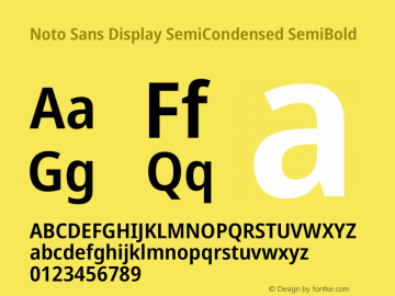 Noto Sans Display SemiCondensed SemiBold Version 2.007图片样张