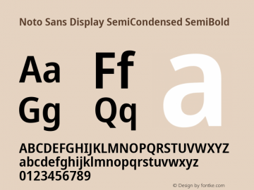 Noto Sans Display SemiCondensed SemiBold Version 2.008; ttfautohint (v1.8) -l 8 -r 50 -G 200 -x 14 -D latn -f none -a qsq -X 
