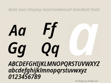 Noto Sans Display SemiCondensed SemiBold Italic Version 2.007; ttfautohint (v1.8) -l 8 -r 50 -G 200 -x 14 -D latn -f none -a qsq -X 