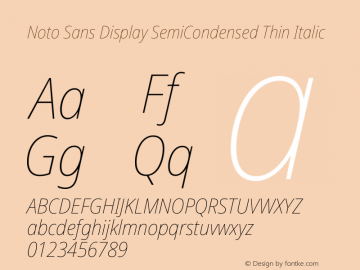 Noto Sans Display SemiCondensed Thin Italic Version 2.007图片样张