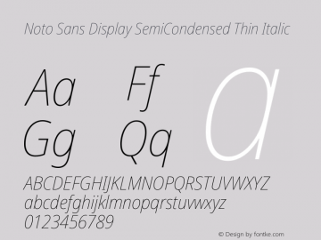 Noto Sans Display SemiCondensed Thin Italic Version 2.008图片样张