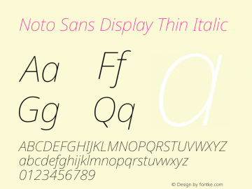 Noto Sans Display Thin Italic Version 2.007图片样张