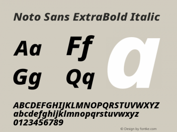 Noto Sans ExtraBold Italic Version 2.008图片样张