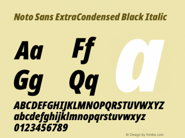 Noto Sans ExtraCondensed Black Italic Version 2.008图片样张