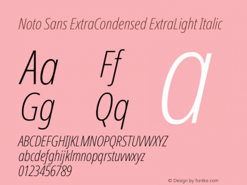 Noto Sans ExtraCondensed ExtraLight Italic Version 2.008图片样张
