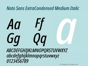 Noto Sans ExtraCondensed Medium Italic Version 2.008图片样张