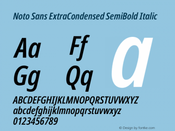 Noto Sans ExtraCondensed SemiBold Italic Version 2.008图片样张